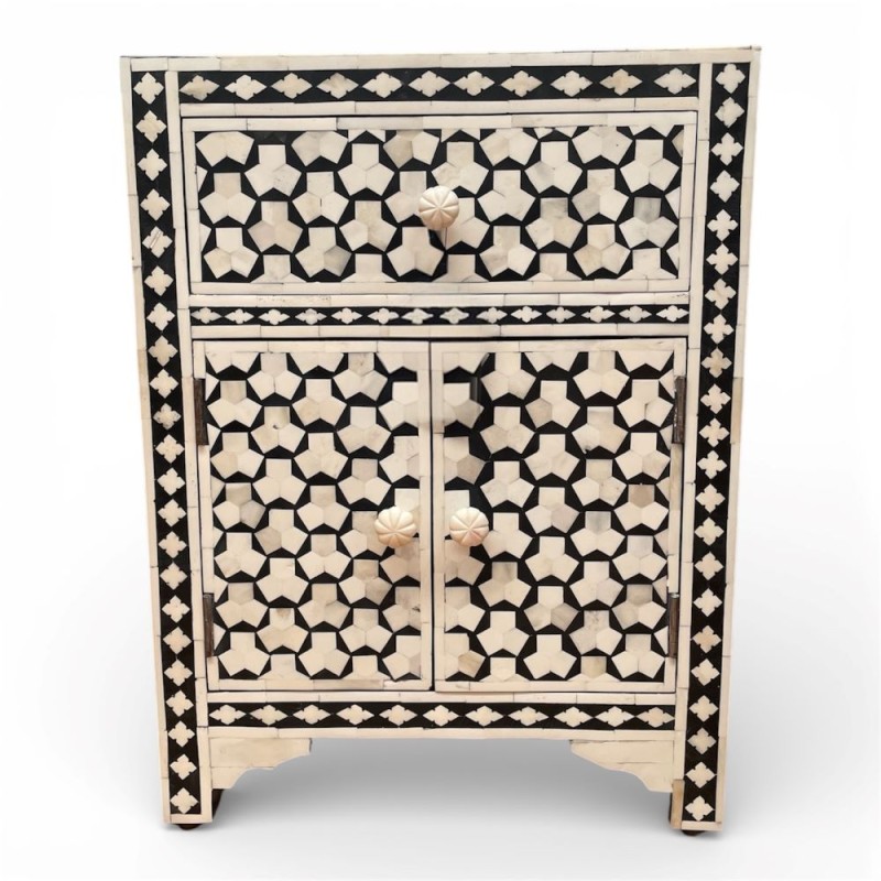 Geometric Bone Inlay Cabinet