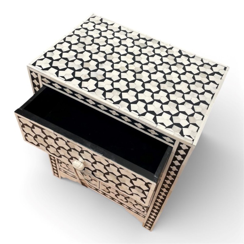 Geometric Bone Inlay Cabinet