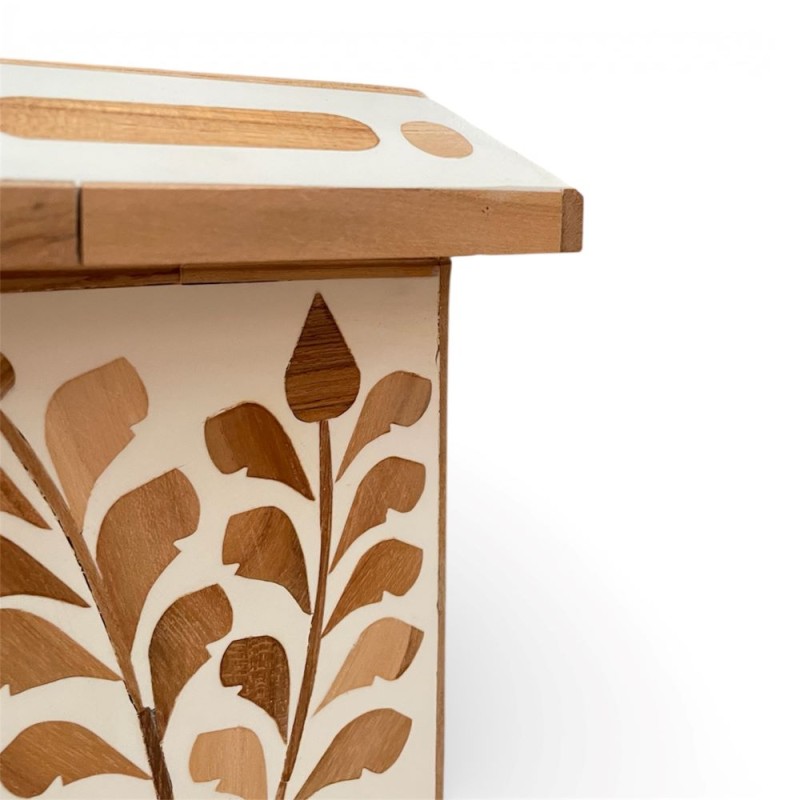 Floral Wood Inlay Stool