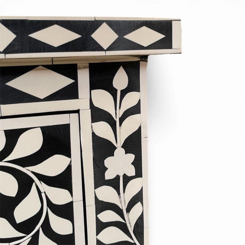 Black Floral Bone Inlay Chest