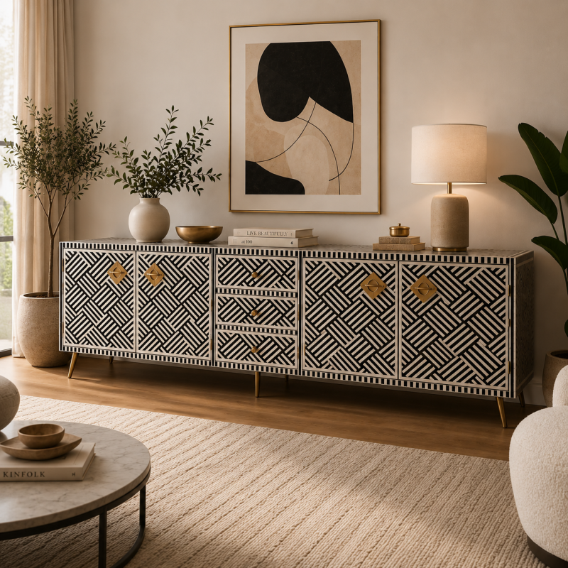 Art-Deco Bone Inlay Sideboard