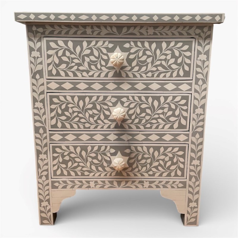 Grey Floral Bone Inlay Chest