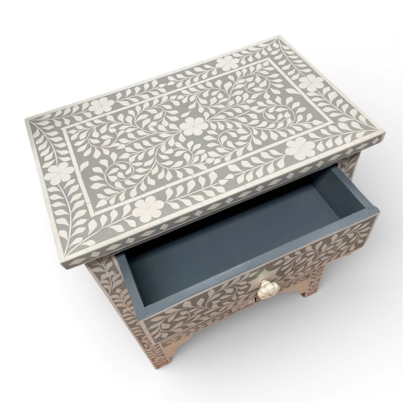 Grey Floral Bone Inlay Chest