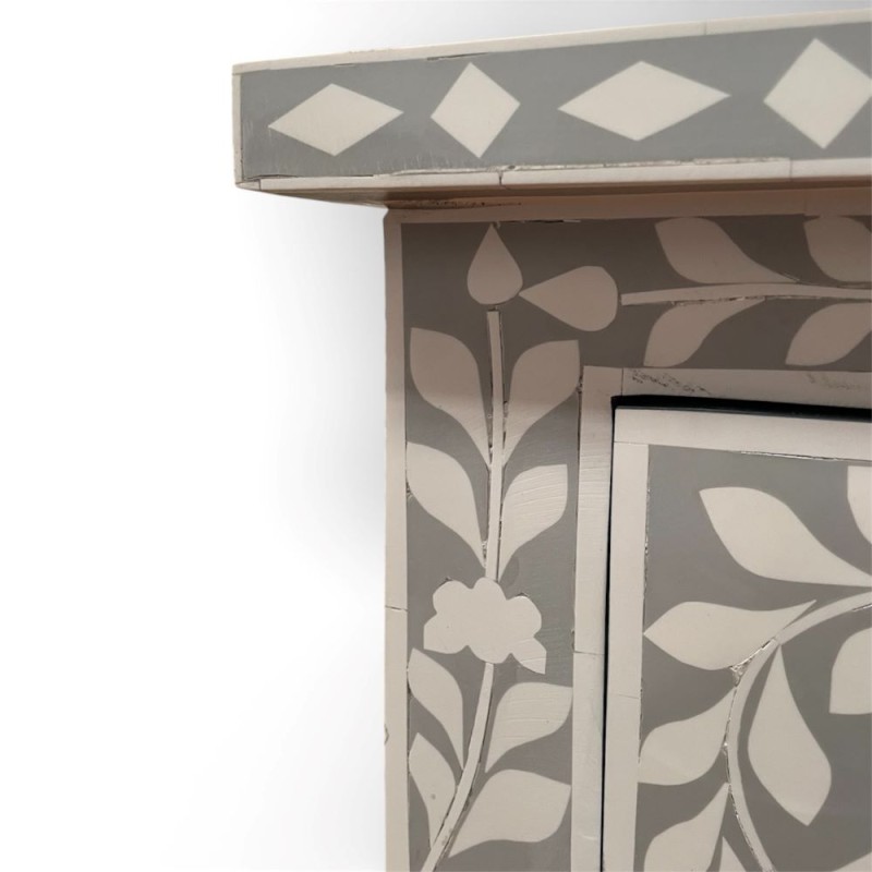 Grey Floral Bone Inlay Chest