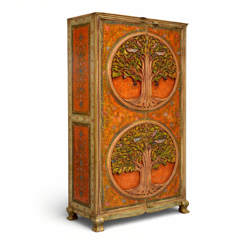 Hand-Carved Tree of Life Cabinet