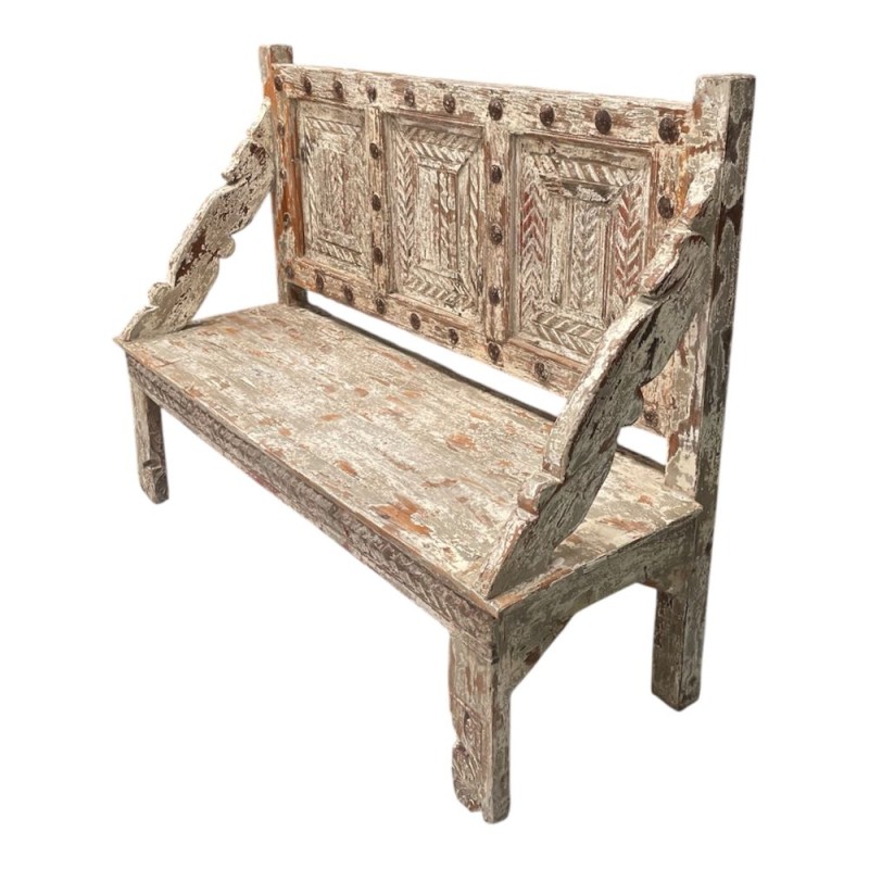 Vintage Indonesian Carved Bench