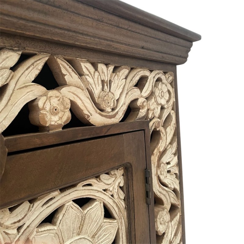 Dark Wood Carved Floral Sideboard