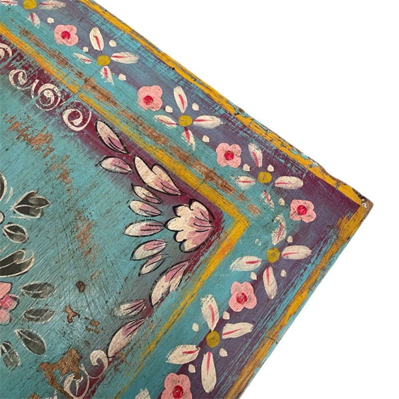Turquoise Hand-Painted Slatted Sideboard