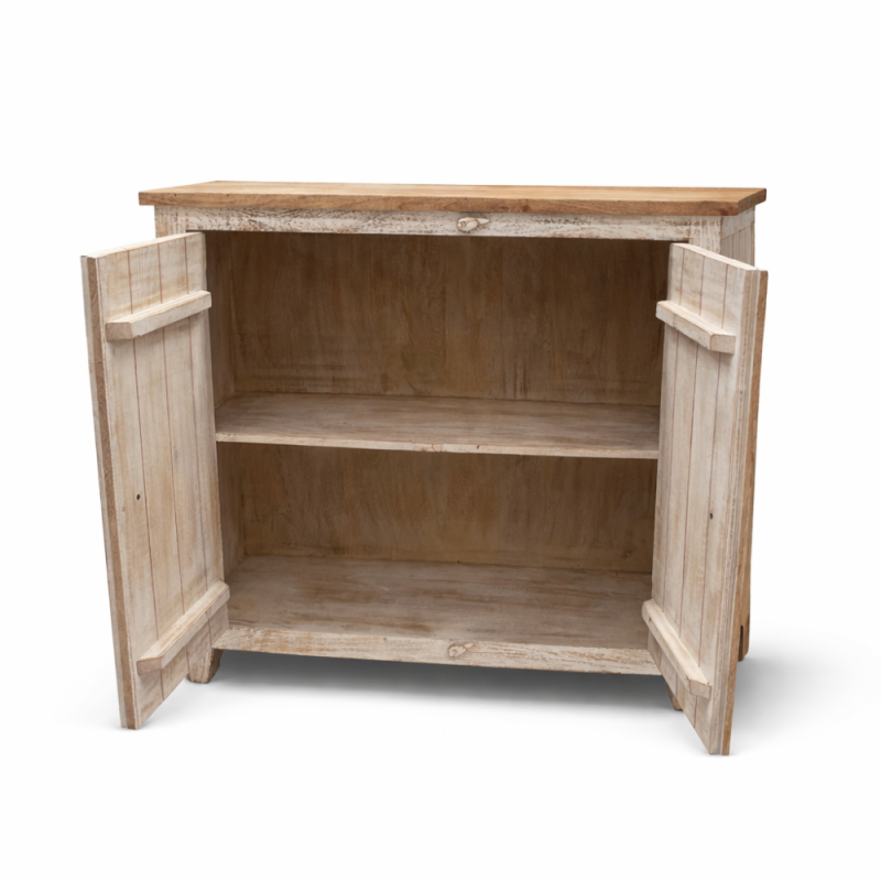 Whitewashed Carved Cabinet