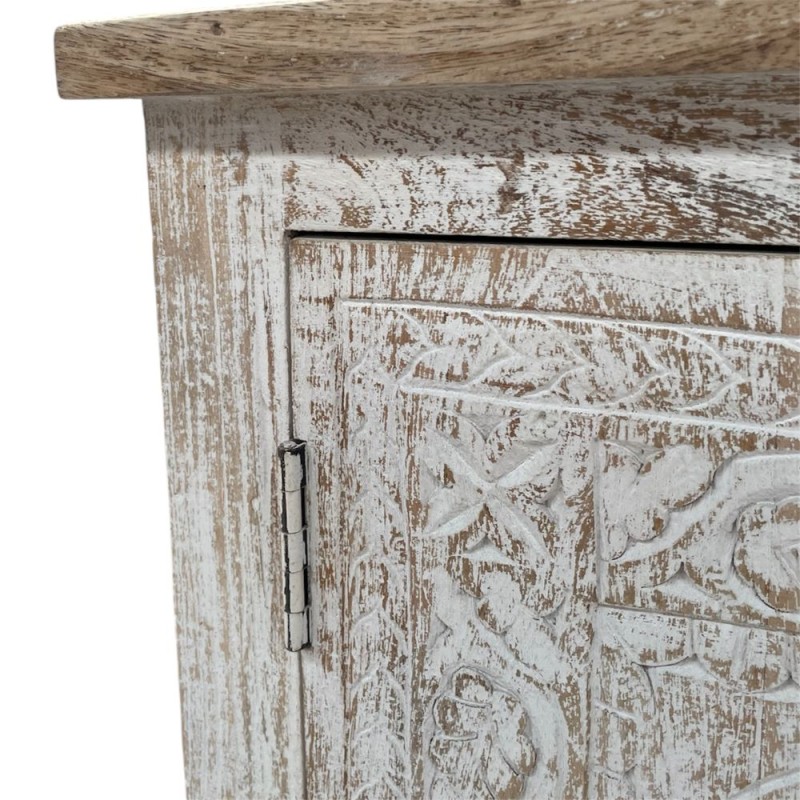 Whitewashed Carved Cabinet