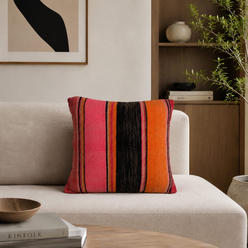 Handwoven Striped Kilim Cushion