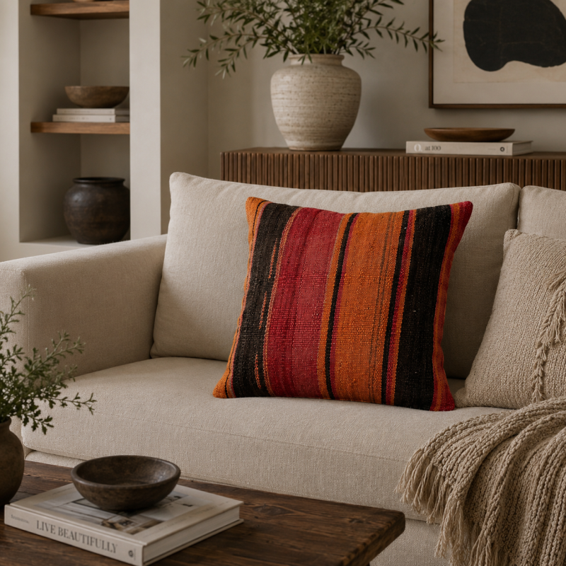 Handwoven Striped Cushion Cover 