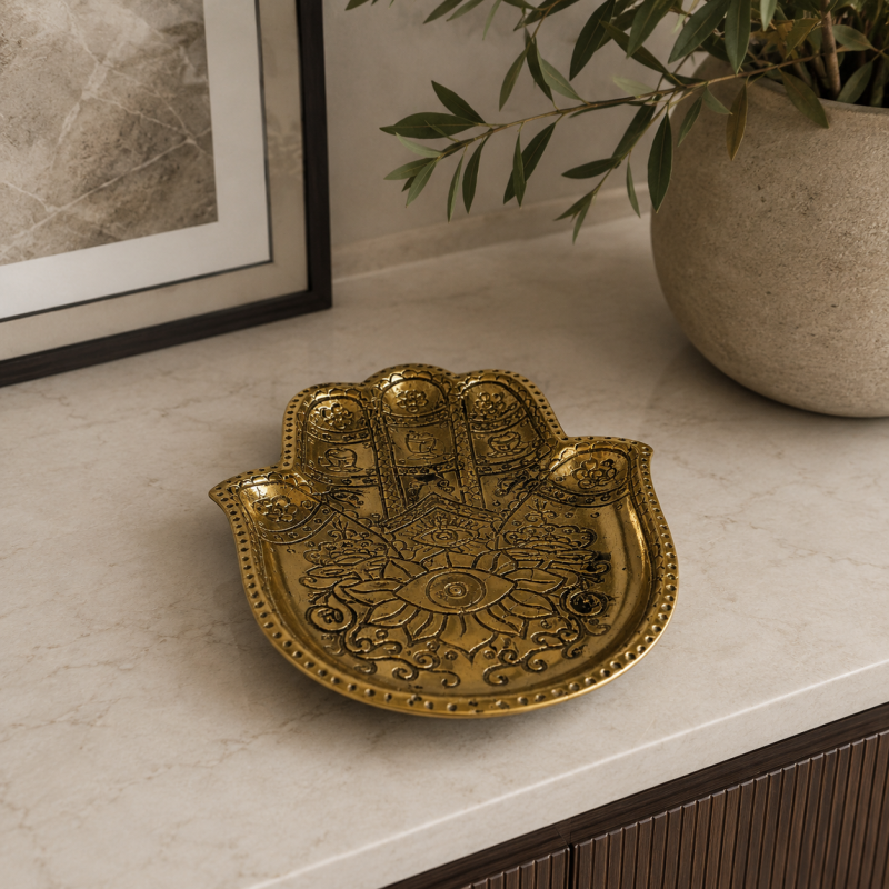 Hamsa Brass Tray