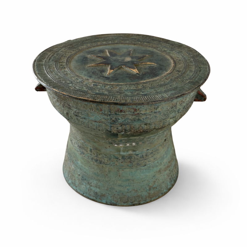 Antique Patina Bronze Drum Table