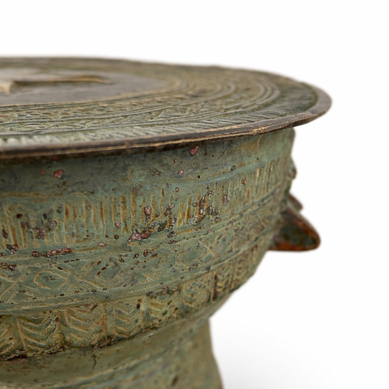 Antique Patina Bronze Drum Table