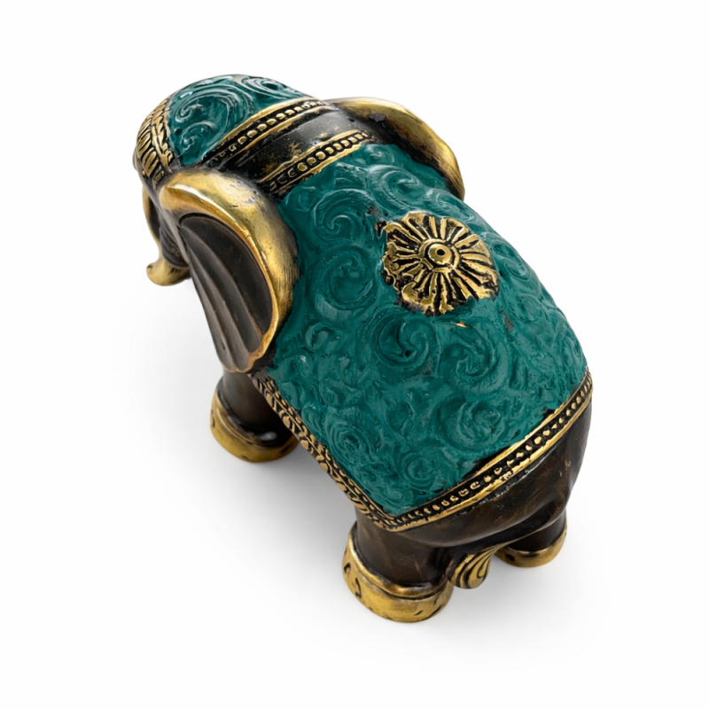 Decorative Elephant Figurine with Green Saddle