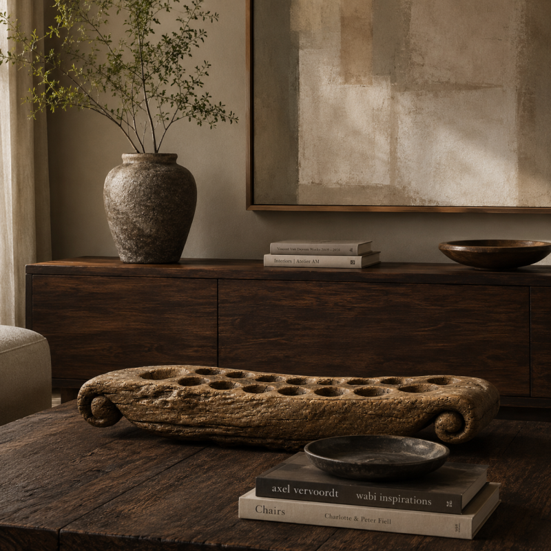 Antique Wooden Spice Grinder Tray