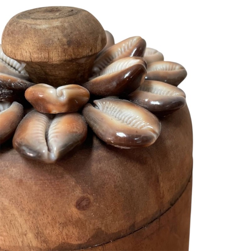 Hand-Carved Wooden Storage Jar 