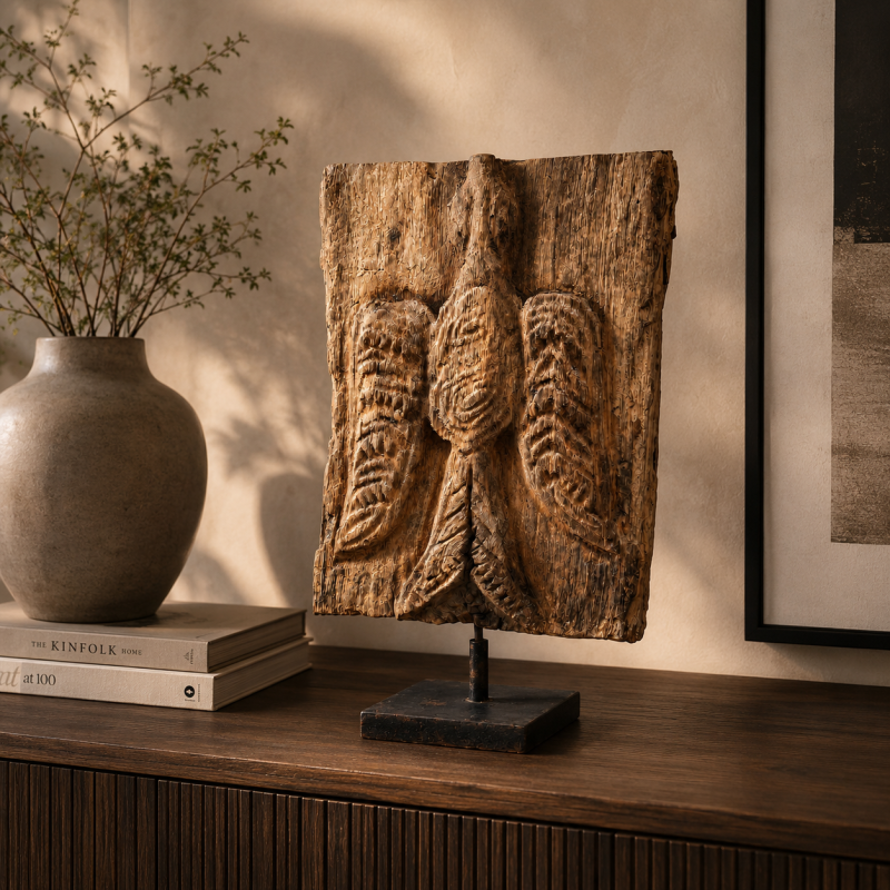 Tribal Wood Sculpture on Stand