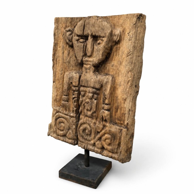 Antique Figure Carving on Iron Stand