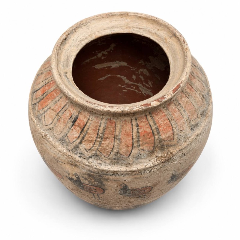Antique Hand-Painted Bird Motif Pot