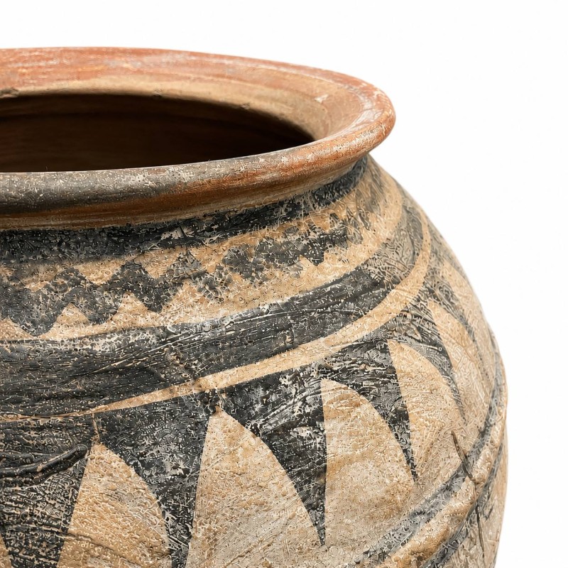 Antique Hand-Painted Terracotta Pot