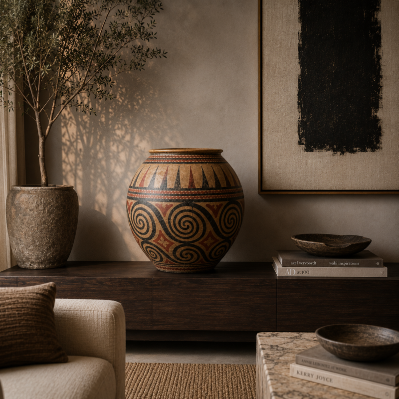 Hand-Painted Tribal Terracotta Pot