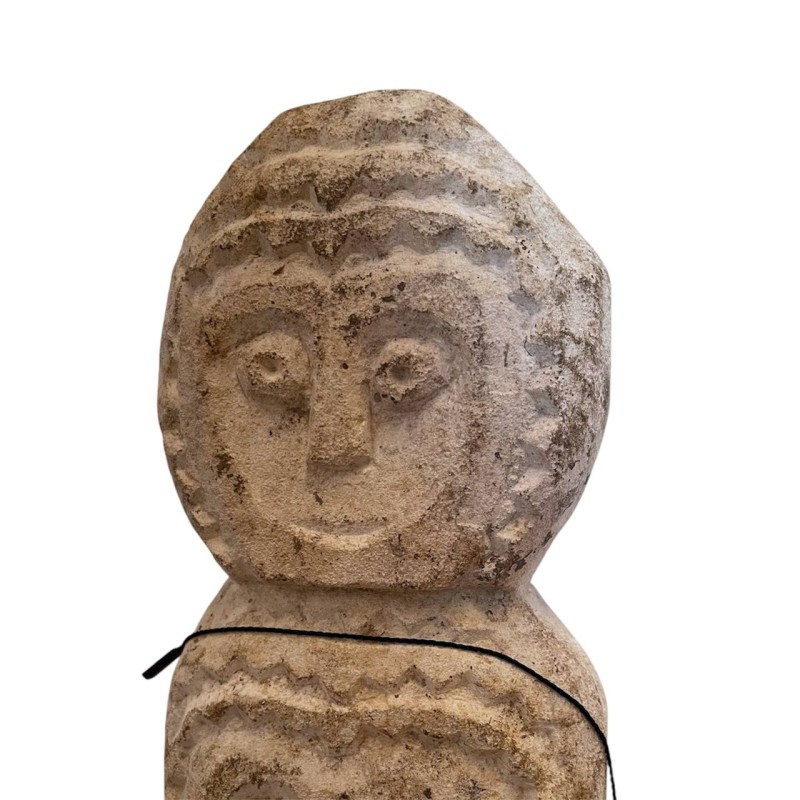 Primitive Stone Totem Sculpture on Stand