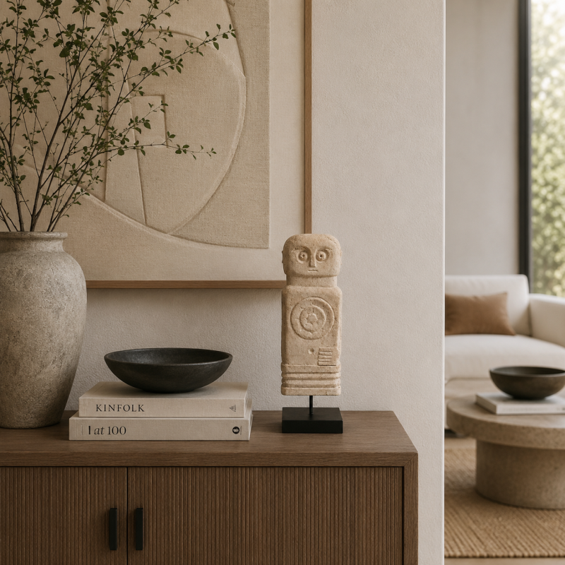 Primitive Stone Figure on Stand