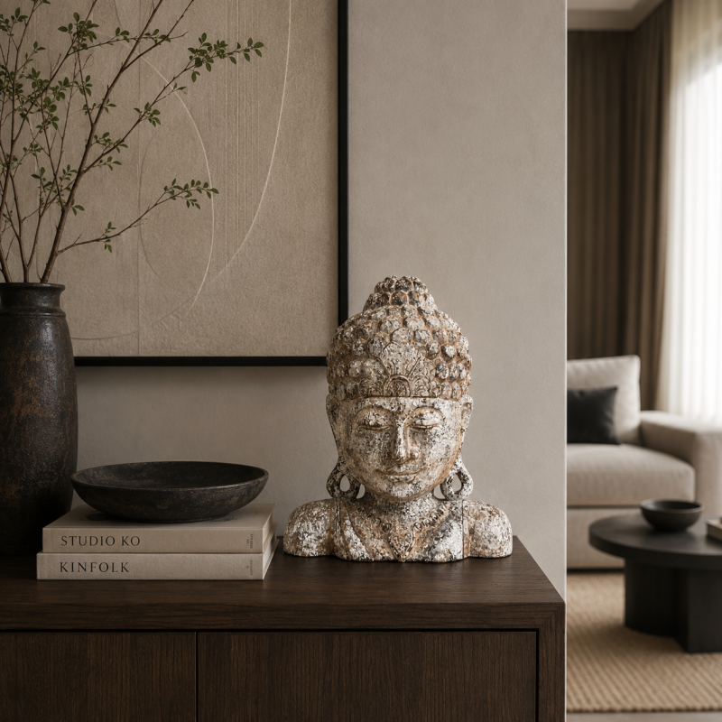 Hand-Carved Buddha Head