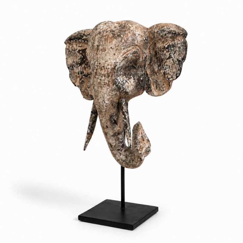 Carved Elephant Head on Stand