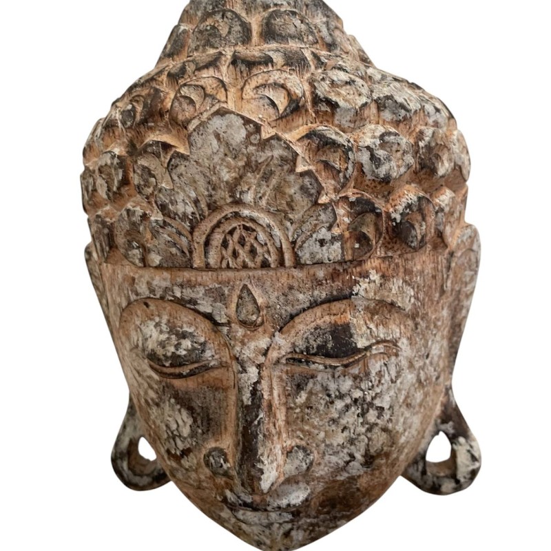 Carved Buddha Head on Stand
