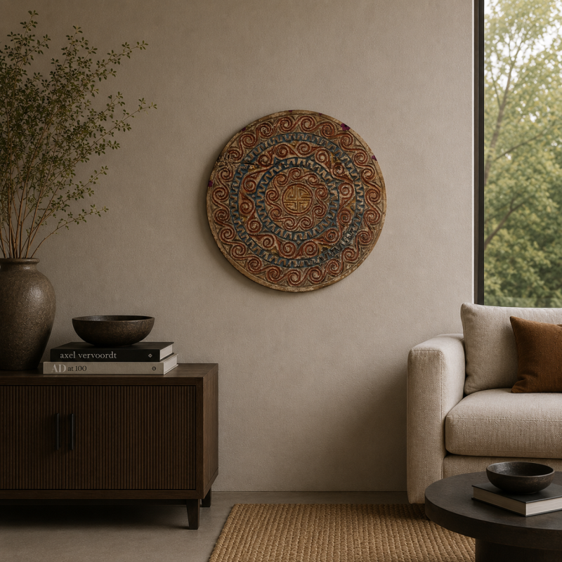 Hand-Carved Tribal Wall Panel