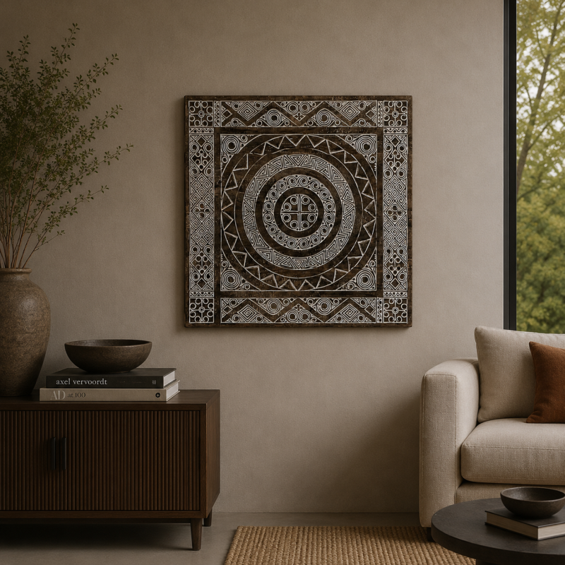 Hand-Carved Tribal Wall Panel