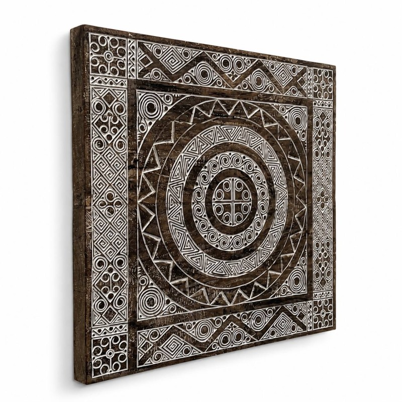 Hand-Carved Tribal Wall Panel