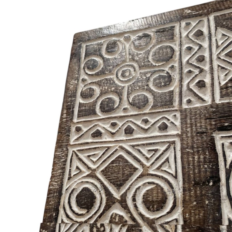 Hand-Carved Tribal Wall Panel