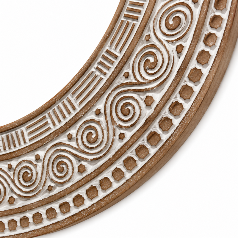 Round Carved Wooden Mirror