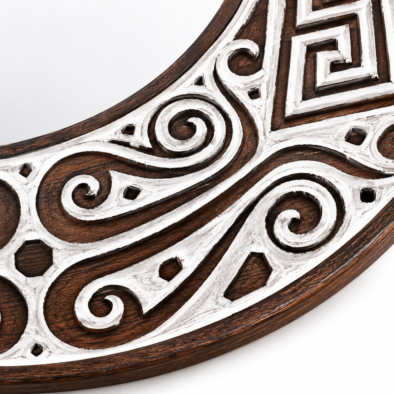Round Hand-Carved Tribal Mirror