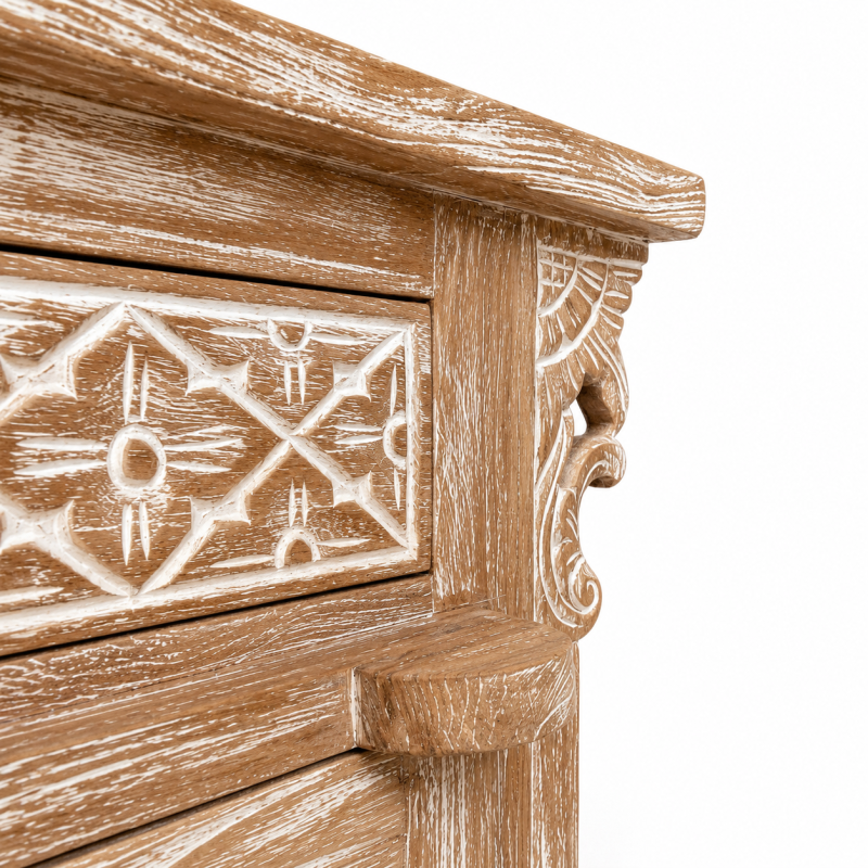 Hand-Carved Wooden Cabinet