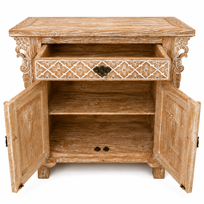 Hand-Carved Wooden Cabinet