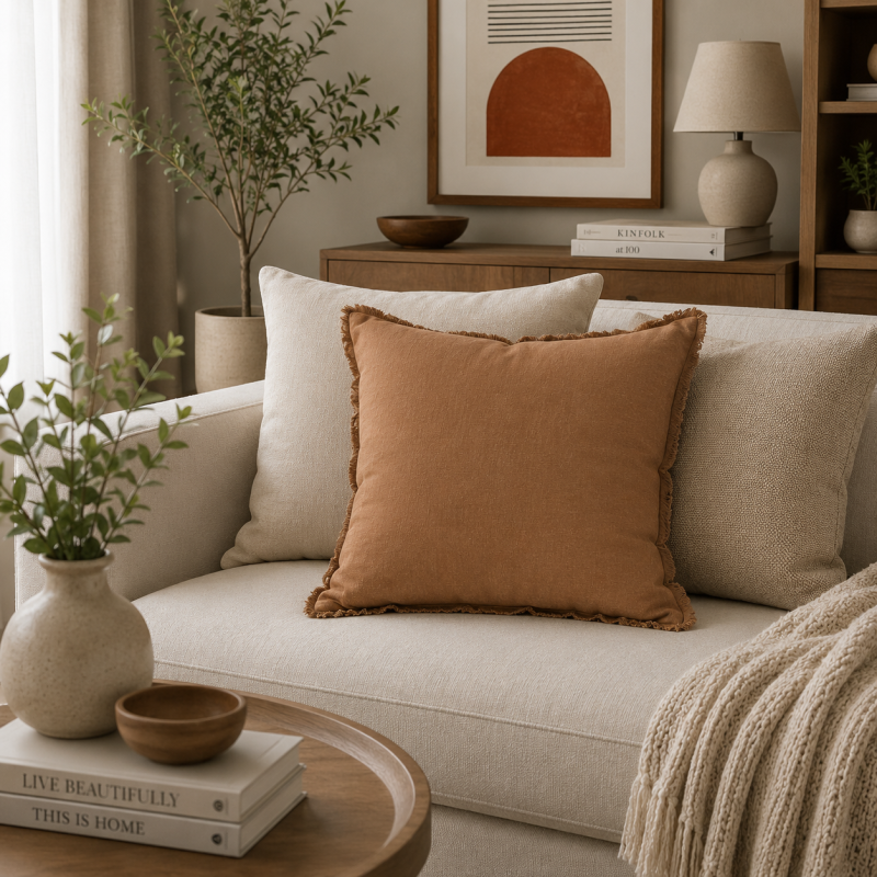 Toffee Linen Cushion