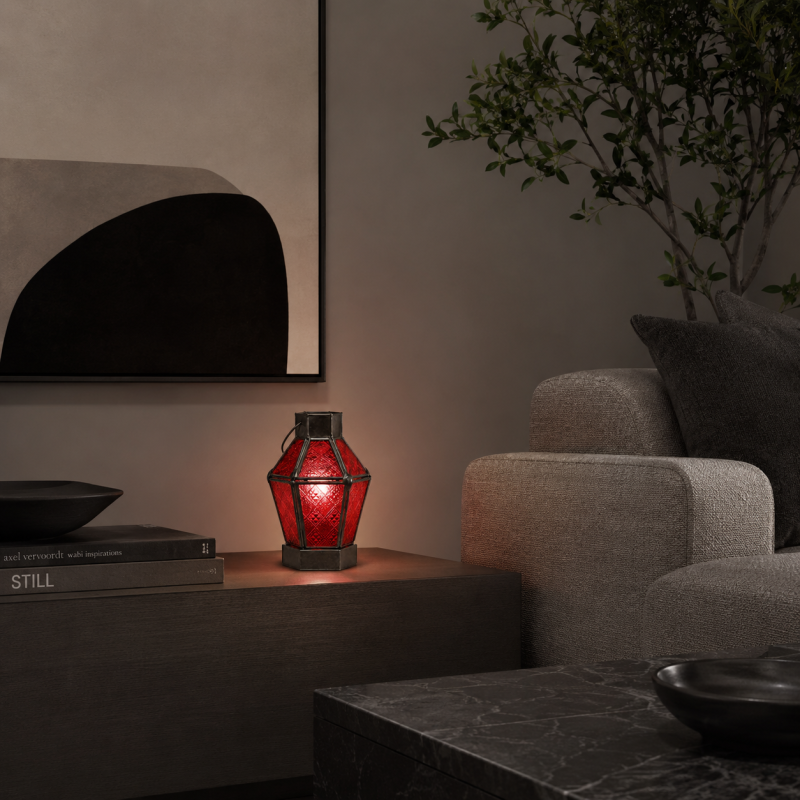Handcrafted Indonesian Red Glass Lantern