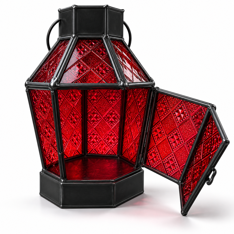 Handcrafted Indonesian Red Glass Lantern