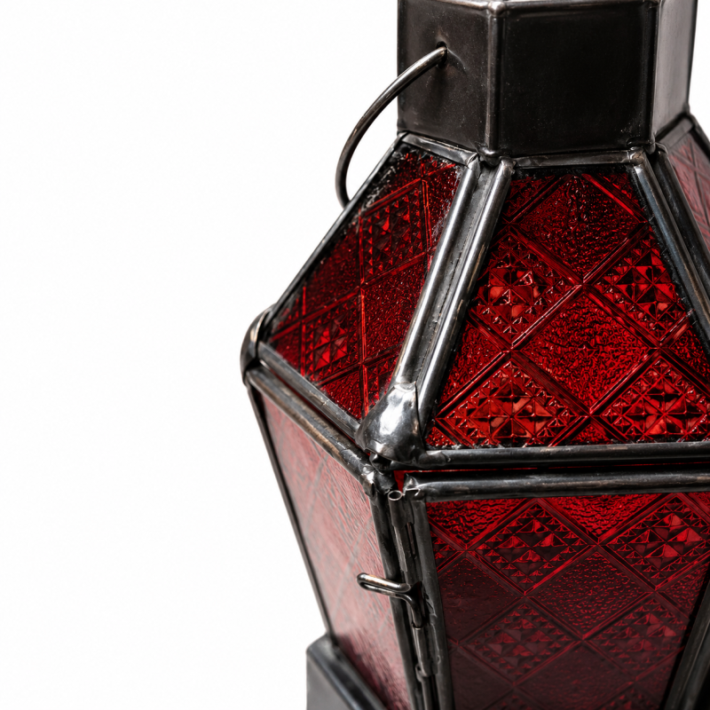 Handcrafted Indonesian Red Glass Lantern