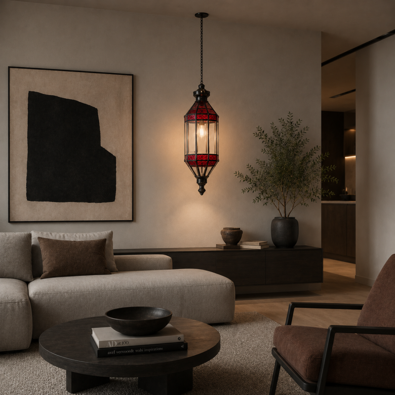 Ruby Glass Hanging Lantern