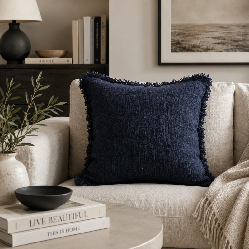 Midnight Fringe Cushion 