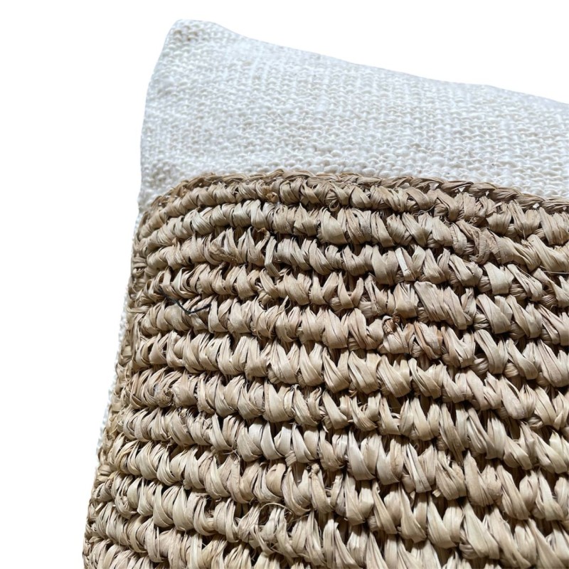 Coastal Woven Raffia Cushion 