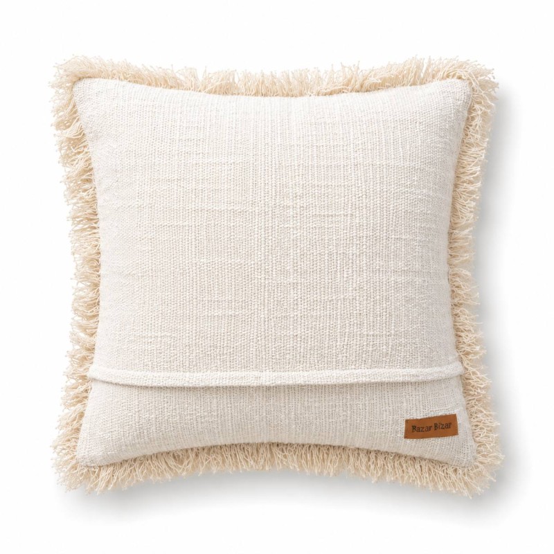 Palm Embroidered Fringe Cushion 
