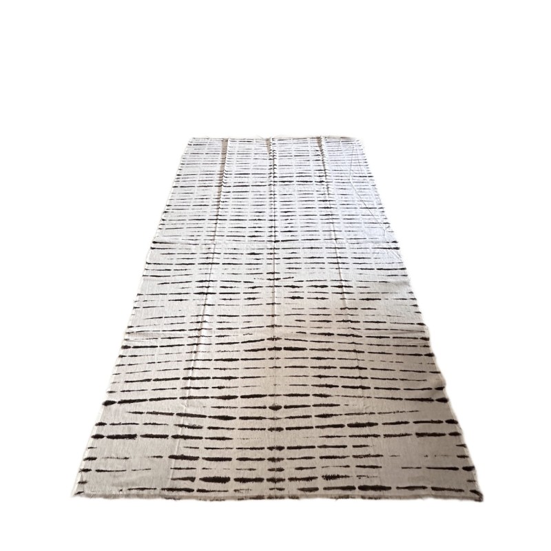 Brushstroke Fringed Linen Throw Blanket