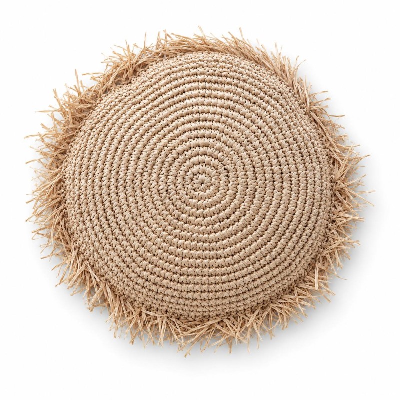 Sunburst Raffia Round Cushion
